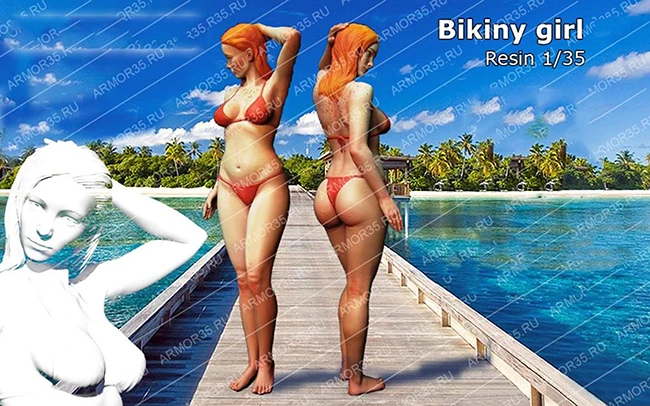 

1/35 SUMMER STAND BIKINY GIRL toy Resin Model Miniature resin figure Unassembly Unpainted
