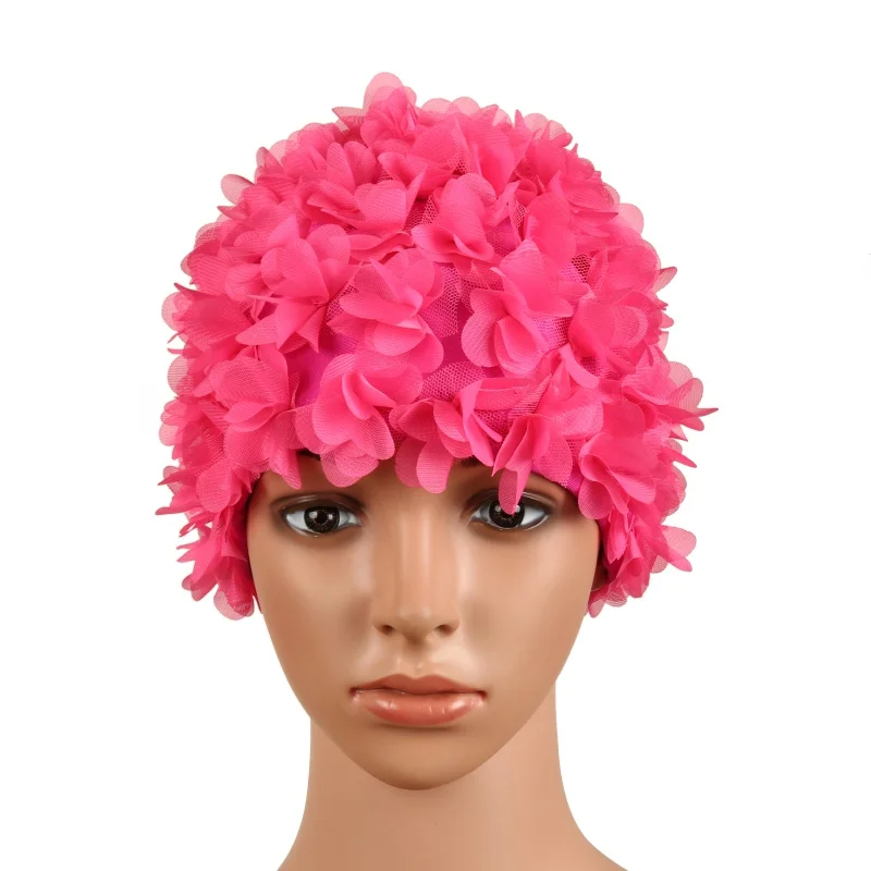 Женская шапочка для плавания с объемными цветочными лепестками, винтажная Цветочная шапочка для плавания с цветами, 1 шт