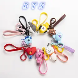 POP BTS BT21 милый меховой шарик плюшевые игрушки для брелка Chimmy амулет Сумочка Подвеска Брелок Сеть аксессуар малыш лучший рождественский