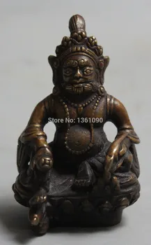 

xd 00521 Chinese Tibetan Buddhism Bronze Wealth God Yellow Jambhala Buddha Mouse Statue
