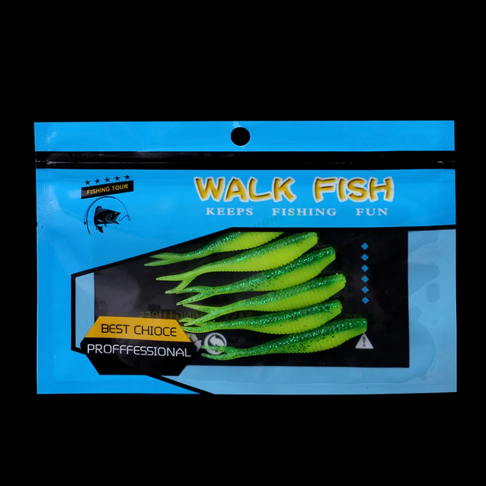 WALK FISH 6 шт./лот Раздвоенные рыболовные приманки 70 мм 1,8 г искусственная Мягкая силиконовая приманка черви приманка для простой джиг воблеры для рыбалки Takcle