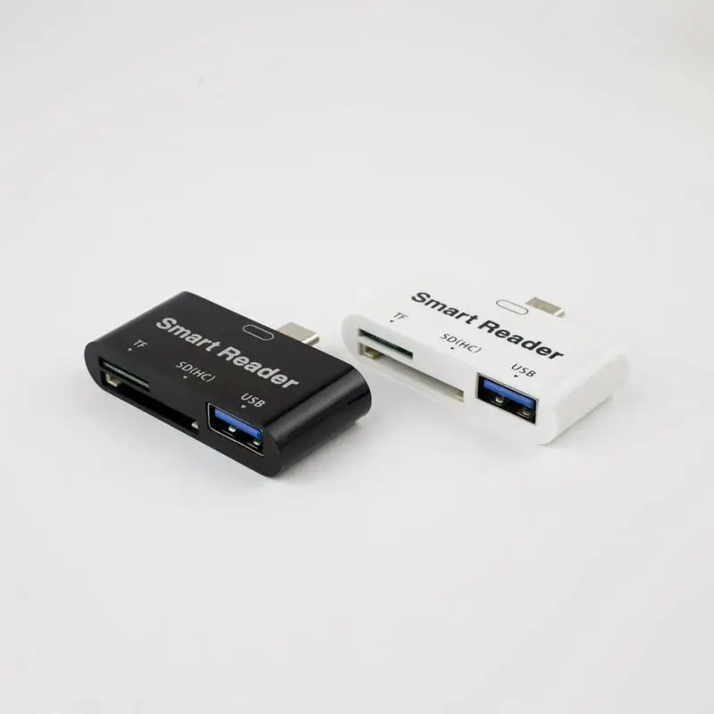 Белый/Черный Многофункциональный 4 в 1 USB 3,1 type C USB-C TF Micro OTG кардридер