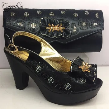 

2019 New Arrival Ladies Black Shoes And Bag Set For Evening Party Africa Style Fashion High Heels Shoes And Bag Set BL275C