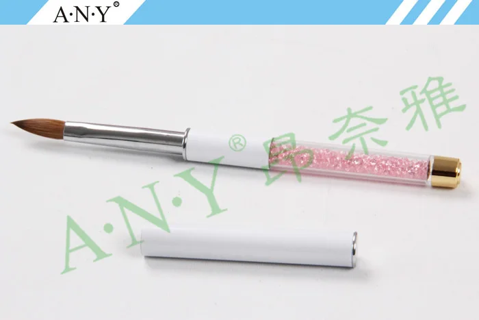 ANGNYA 1Pcs Acrylic Handle With Rhinestone Kolinsky Oval Nail Art Brush For Acrylic 8#/10# Oval Single Piece A003 2