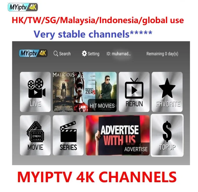 

Renew Myiptv 1 year subscription 350+Channels IPTV for Malaysia Singapore Thailand Indonesia Australia New Zealand Global use