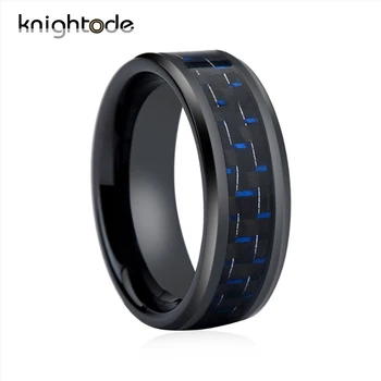 

Black 8mm Tungsten Carbide Ring Polished Shiny Carbon Fiber Inlay Men Women Tungsten Wedding Ring Comfort Fit