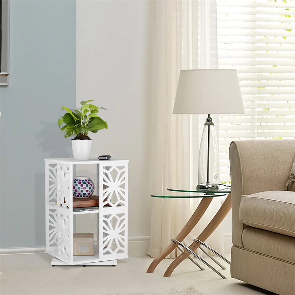 Finether 2-Tier Modular 360 Degree Swivel Rotatable Cut-Out Wood Plastic Composite Shelf Unit Bookcase Storage Organizer14