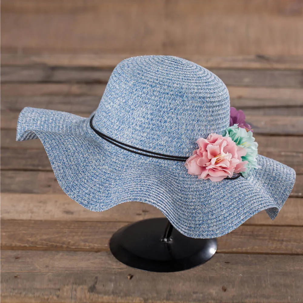 Womail Для женщин шапка летняя для девочек широкие пляжный навес шляпа солнца элегантный цветок Boho Кепки пляжные Кепка Солнцезащитная Мода 2019