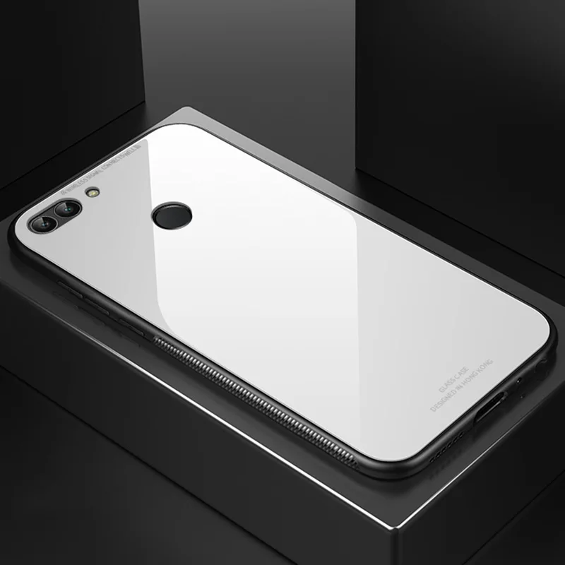 Чехол для Xiaomi Mi 8 Lite, роскошный глянцевый чехол из закаленного стекла с силиконовой рамкой, Жесткий Чехол для задней Xiaomi Mi 8 8X, ударопрочный корпус - Color: White