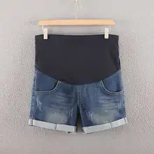 Летние джинсовые шорты для беременных, с карманами, джинсы с эластичной резинкой на талии, штаны для ухода за животом