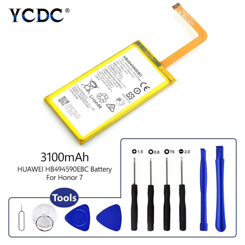 

HB494590EBC 3100mAh Battery For Huawei Honor 7 PLK-L01/UL00/AL10/TL01H + Tools PLK-TL01H / PLK-AL10 / PLK-UL00 / PLK-CL00