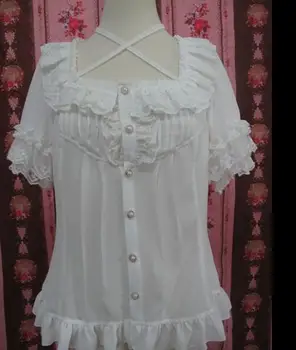 

Spring, summer, Lolita Blouse party brought new dress chiffon lace loose shirts with short sleeves