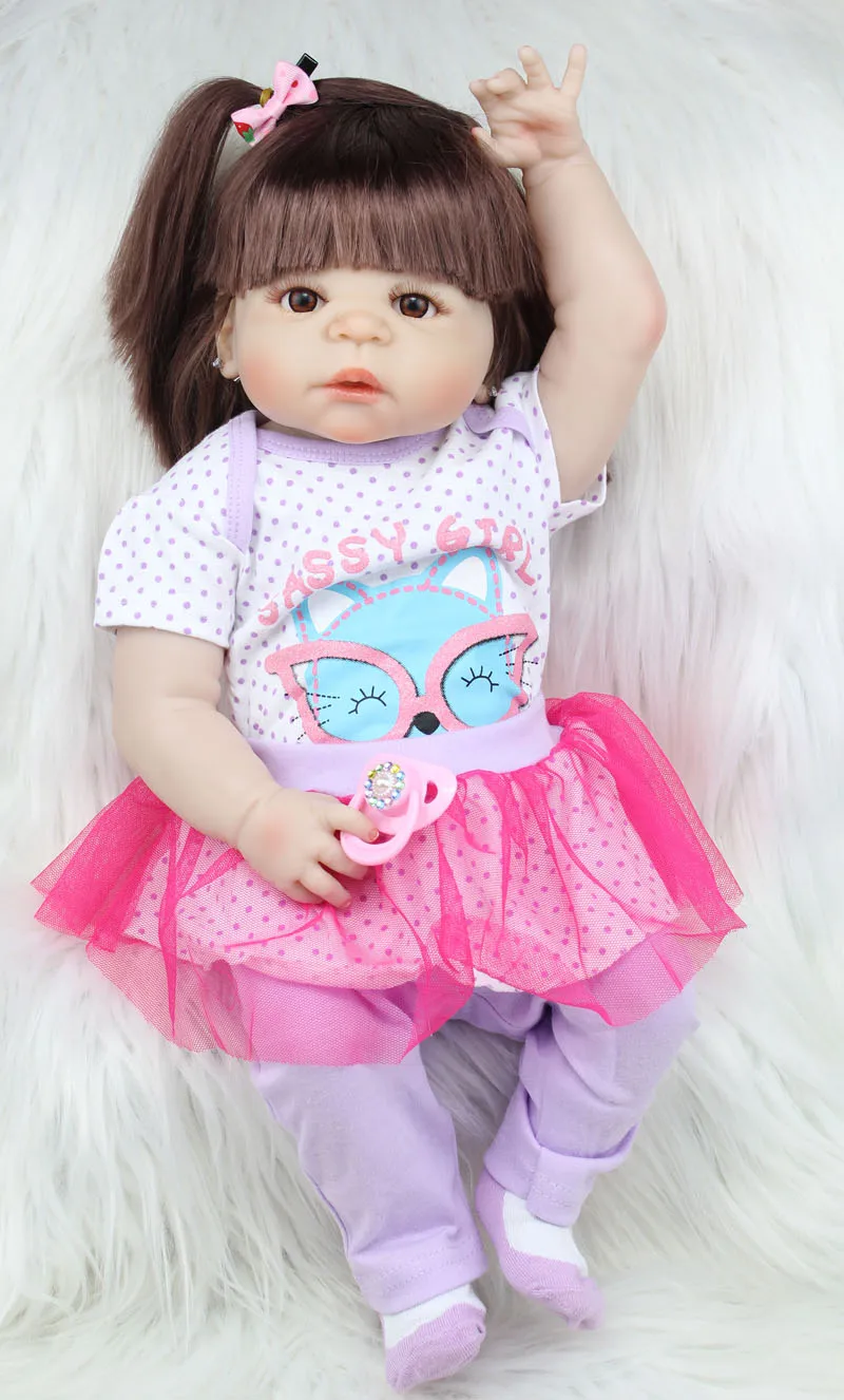 Продажа 55 см полный средства ухода за кожей силиконовые Reborn Baby Doll девушка реалистичные 22 дюймов новорожденных водостойкие для ванной игрушка