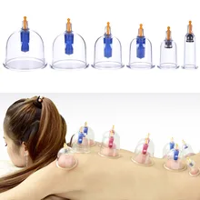 6 pc / Set Medical Vacuum Cupping with Suction Pump Set Kit body relaxation healthy Massage set Cans Cupping Suction Cup suction training model suction medical simulation