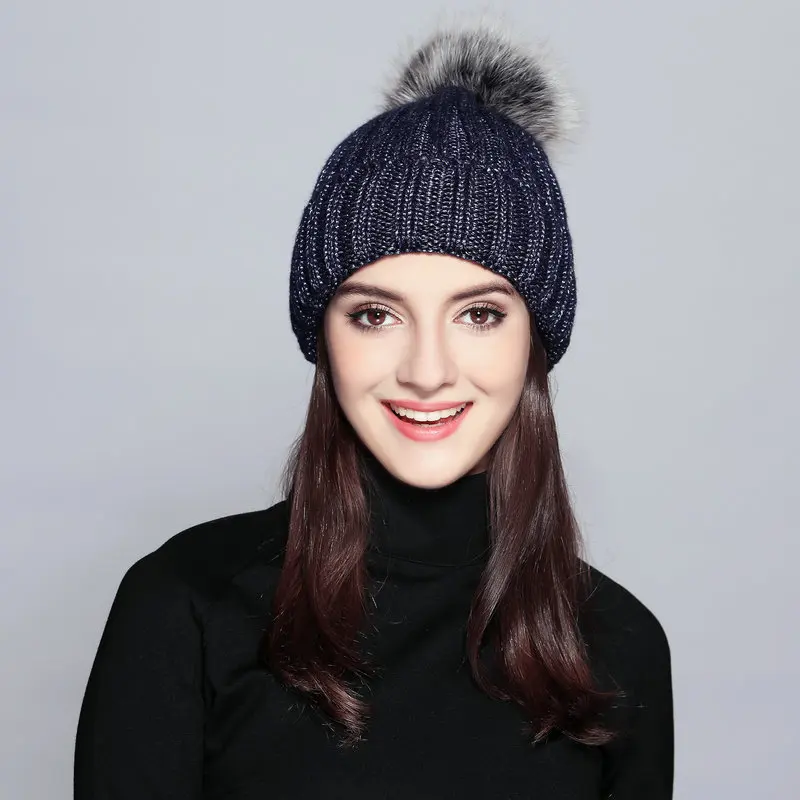 Повседневная Кепка с помпоном gorros Толстая однотонная Лыжная Женская кепка