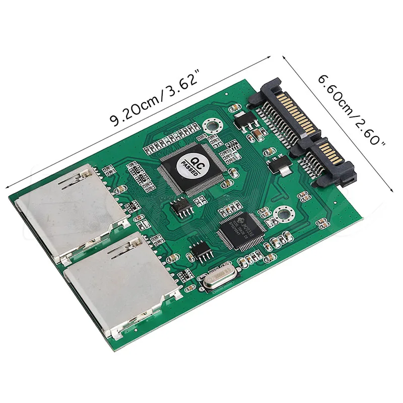 Переходник New2 Port Dual SD SDHC MMC RAID на SATA для карты любой емкости|Компьютерные кабели и