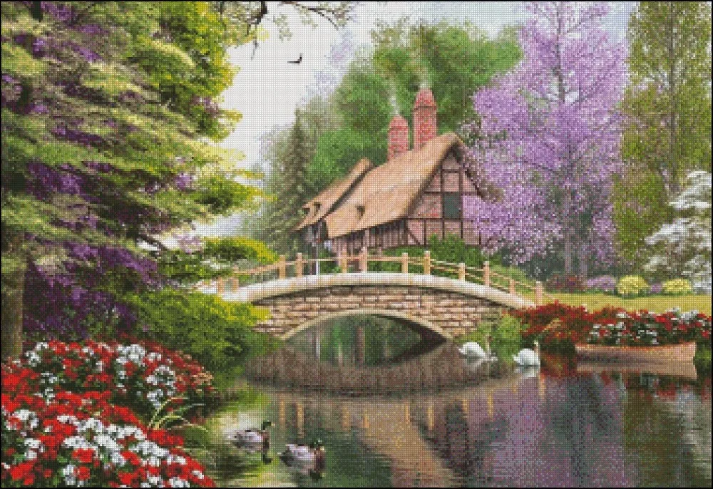 Needlework for embroidery DIY DMC High Quality - Counted Cross Stitch Kits 14 ct Oil painting - The River Cottage Needlework for embroidery DIY DMC High Quality - Counted Cross Stitch Kits 14 ct Oil painting - The River Cottage