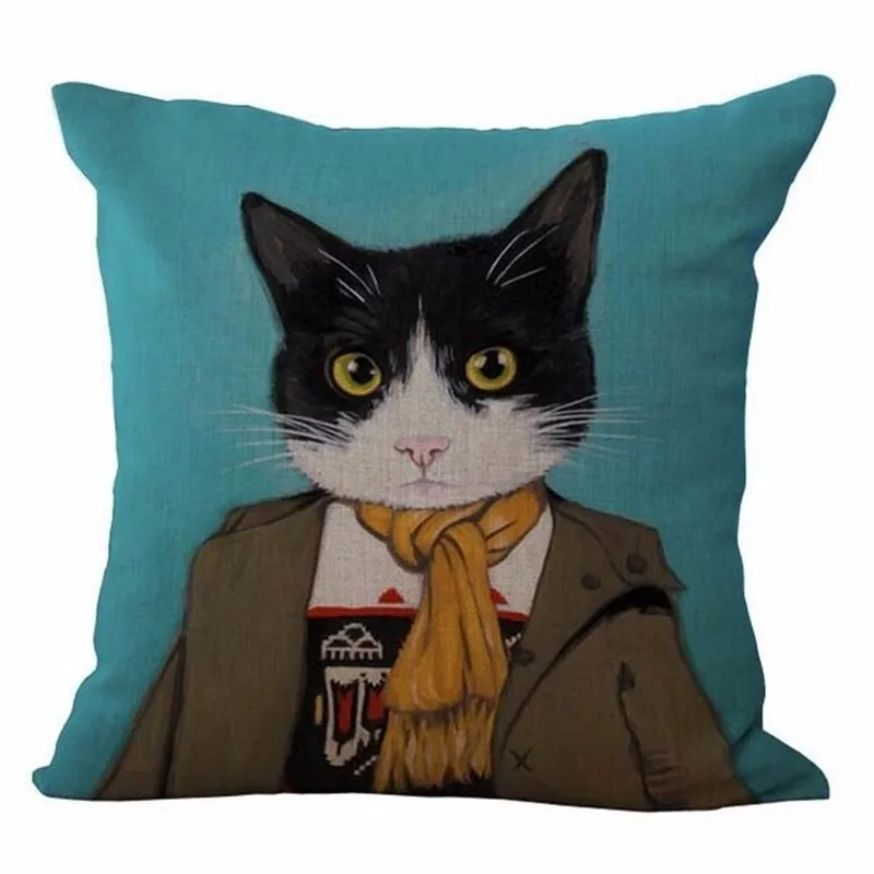 Vintage Family Decorative Cat Pillowcase Vintage Family Decorative Cat Pillowcase