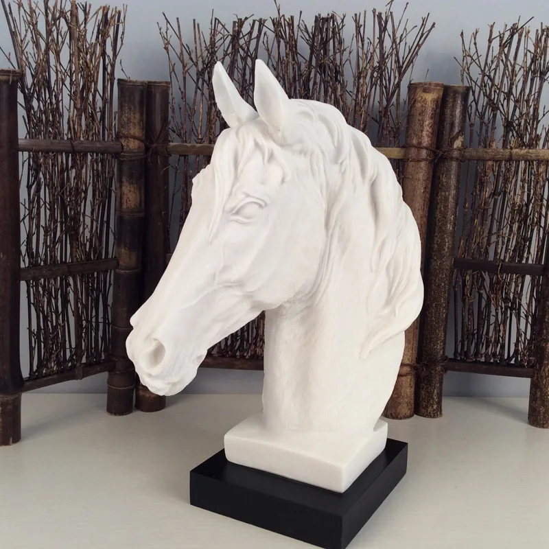 Buy The Abstract Sculpture Figurine Ornaments White Sand Horse Head Office Home