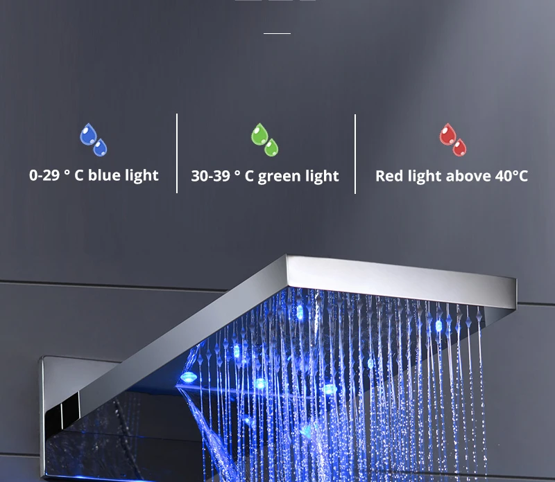 Led Shower Set 22 Waterfall Controller Smart Shower System Massage Bath & Shower Faucets (6)