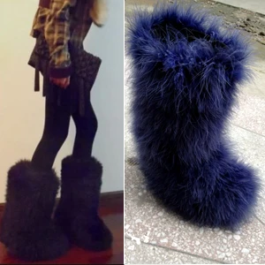 ostrich fur boots