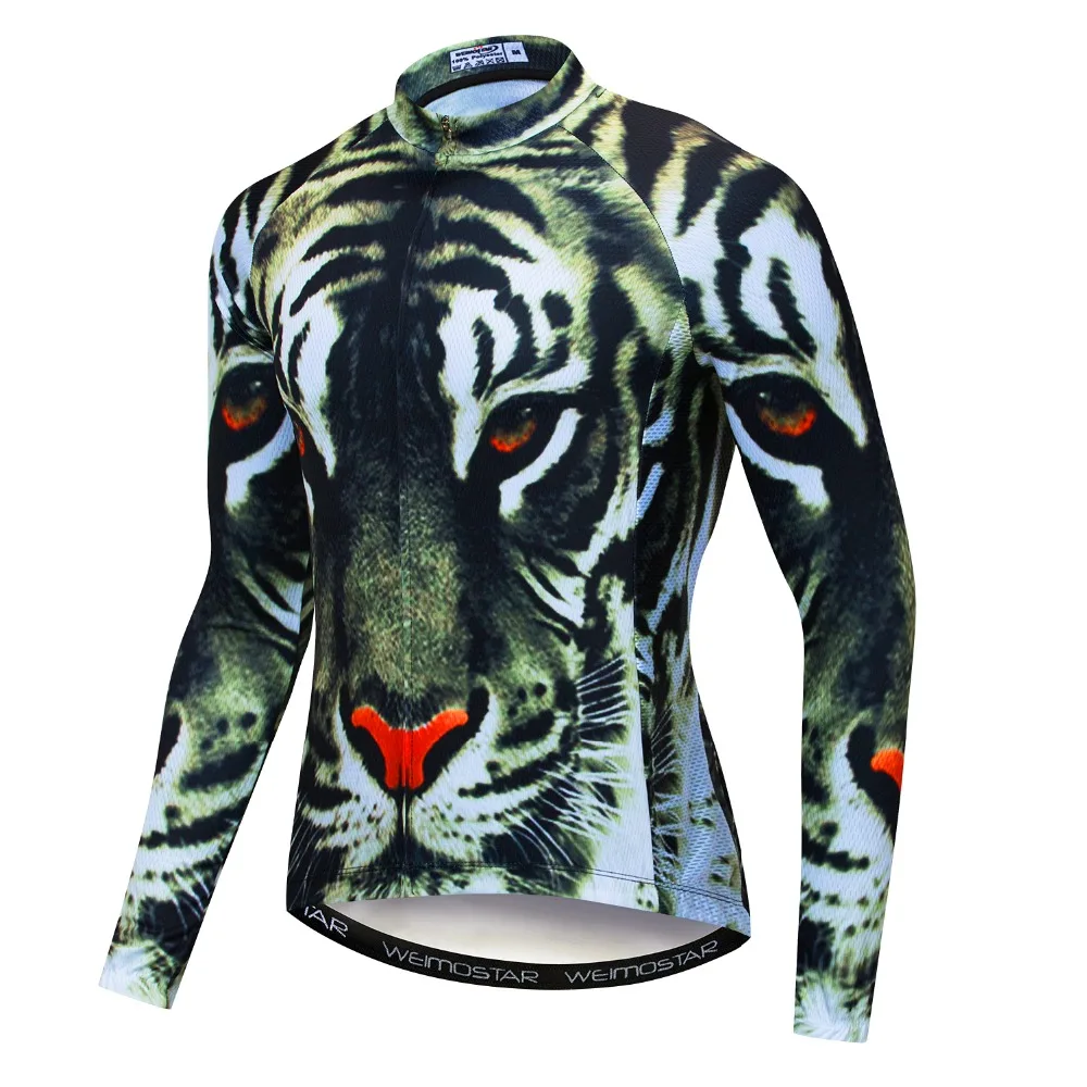 Осень, Мужская футболка для велоспорта с 3D изображением волка, тигра, Льва, длинный рукав, одежда для горного спорта, велосипедная рубашка, топ для велоспорта, Майо, Ropa Ciclismo