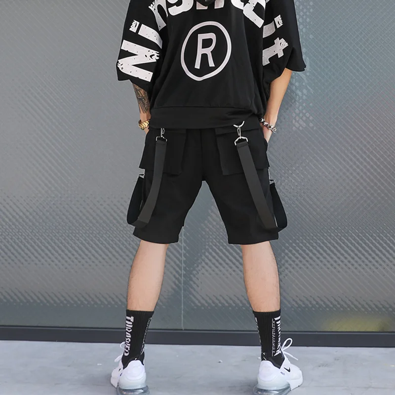 Multi poche Shorts Danse Conception Hip Taille Punk Élastique Homme Occasionnel Rue Harem Court Hop Pantalon Joggers Hommes qPwT7A4