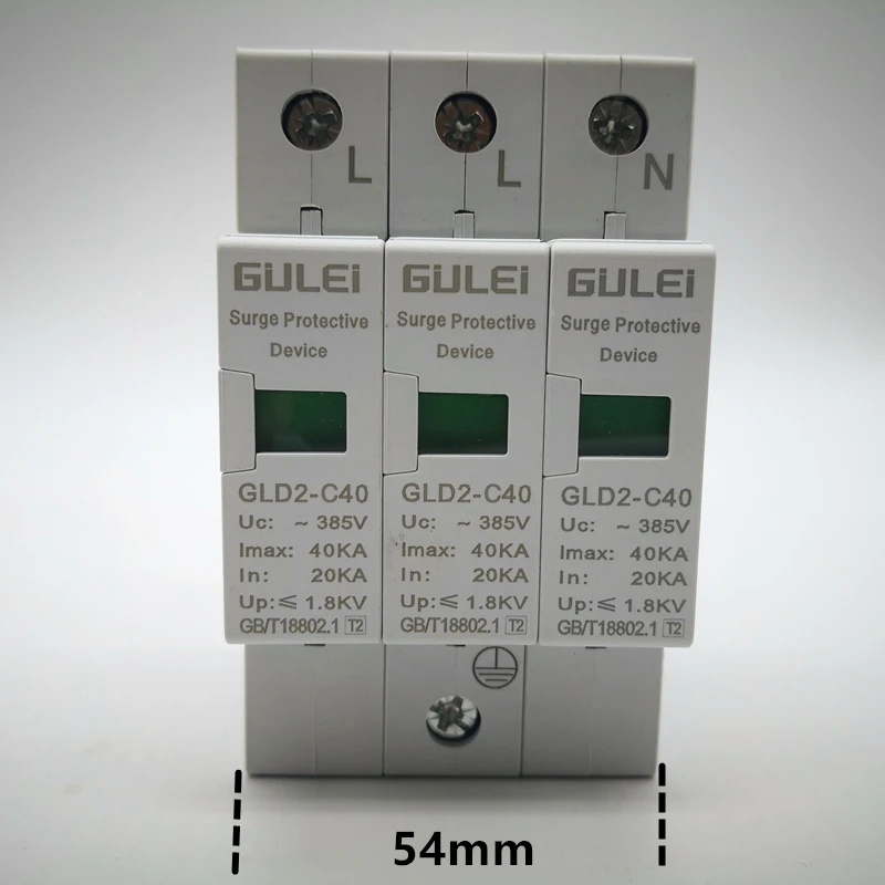3P Защита от перенапряжения 10KA-20KA 20KA-40KA 30KA~ 60KA B~ 385V Низковольтное предохранительное устройство AC SPD модуль 2P+ N