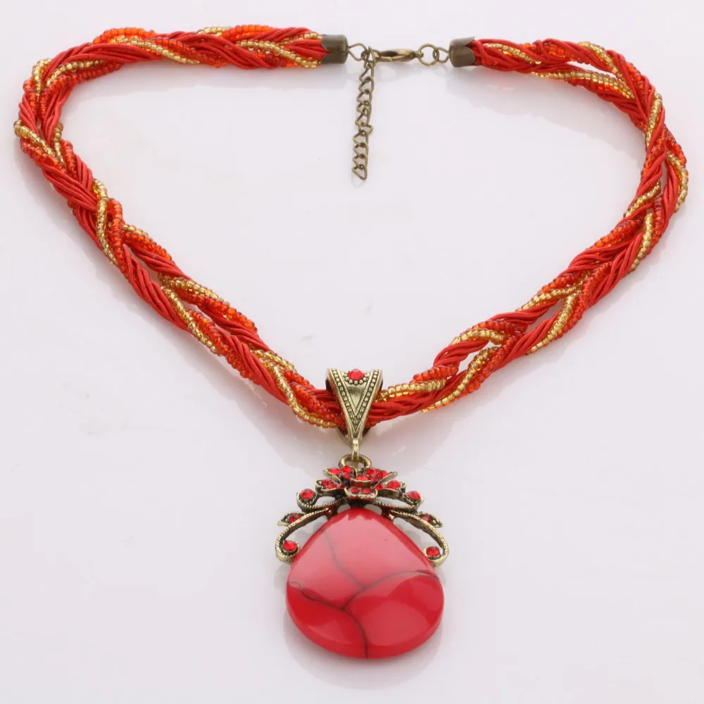 Этнические ювелирные изделия богемные красочные женские бусы имитация воды природа камень кулон ожерелье с многослойной цепочкой турецкие ювелирные изделия