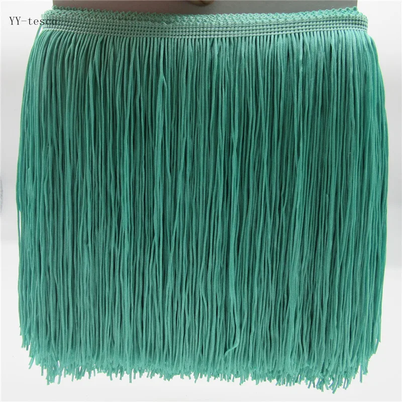 YY-tesco 5 м/лот 20 см длинная кружевная бахрома отделка кисточка бахрома отделка для Diy латинское платье сценическая одежда аксессуары кружевная лента - Цвет: light green