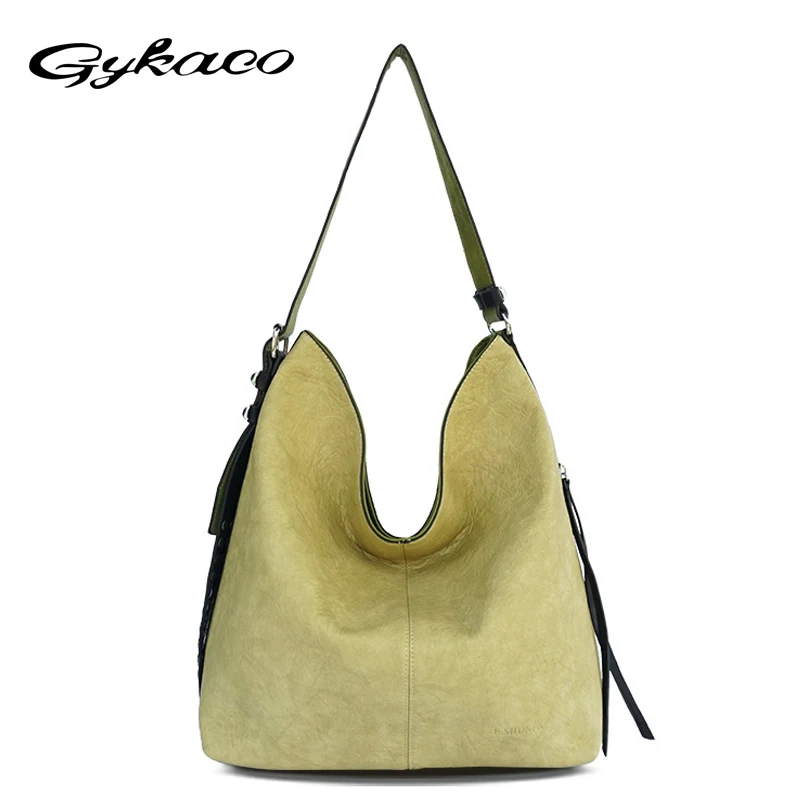 

Gykaeo Female Vogue Tote Bags for Women Fashion Rivet Soft Leather Messenger Bags Handbags Women Famous Brands Shopping Handbag