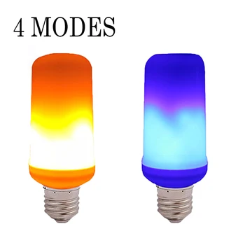 

3W 99 LEDs E27 Flame Lamps 85-265V 4Modes Ampoule LED Flame Effect Light Bulb Flickering Emulation Fire Light Yellow/Blue Flame