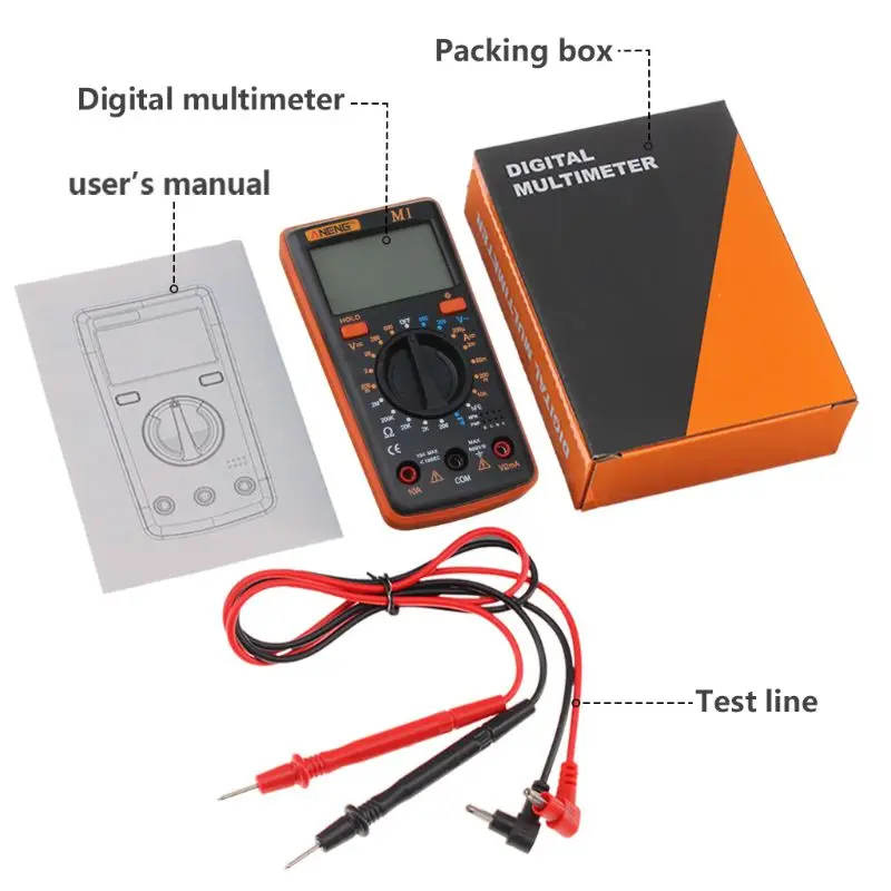Портативный цифровой мультиметр AC/DC Напряжение Ток Сопротивление транзистор непрерывность тест мультиметры