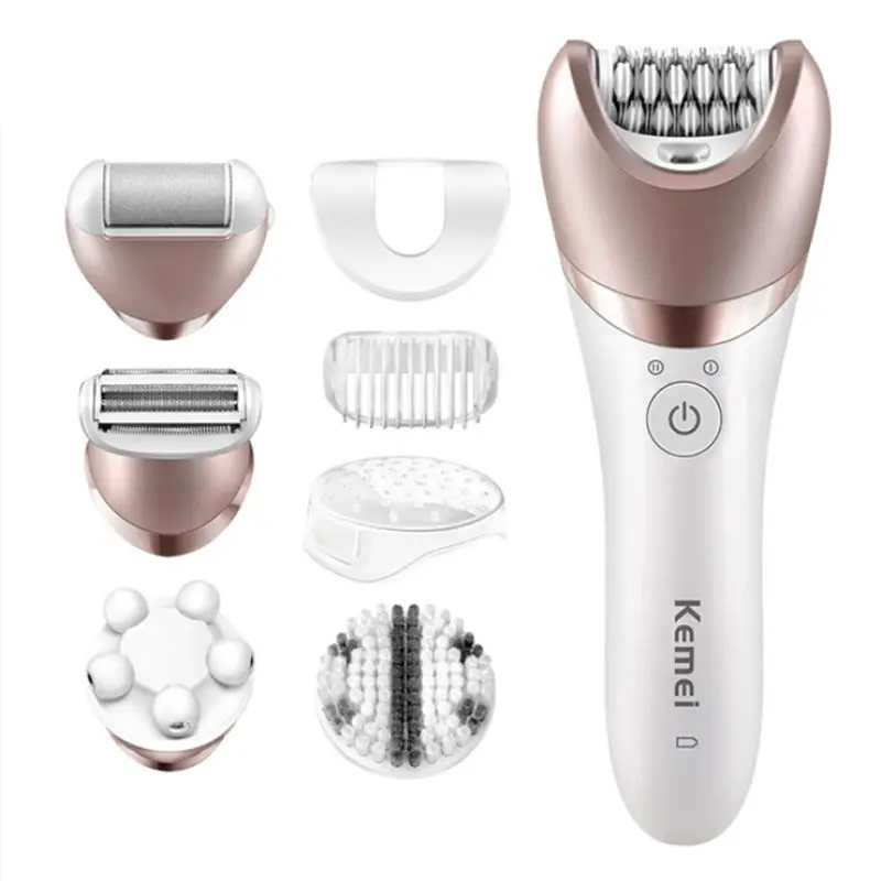 

KM-8001 Brand 5 In 1 Rechargeable Shaver Electric Epilator Shaving Hair Remover Women Depilation Massager Callus Removal Sets