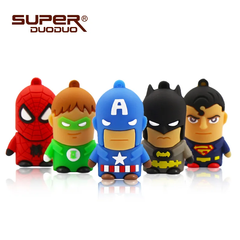 Мини-модель usb флеш-накопитель Бэтмен 4 ГБ 8 ГБ 16 ГБ superheros 32 Гб 64 Гб Супермен u диск Человек-паук карта памяти