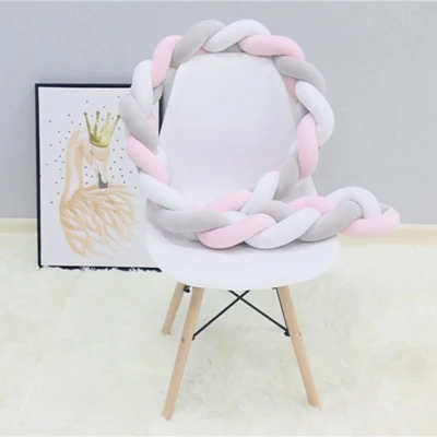 Long knotted braid pillow new nordic style woven long knot ball baby bed bumper newborns crib room decorative pillows kids stuff - Color: A-2M