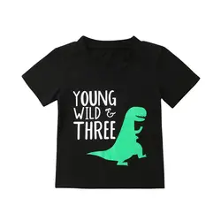 Pudcoco Лето Дети детские одежда для маленьких мальчиков и девочек с принтом динозавра из мультфильма футболки Блузка Повседневное хлопок