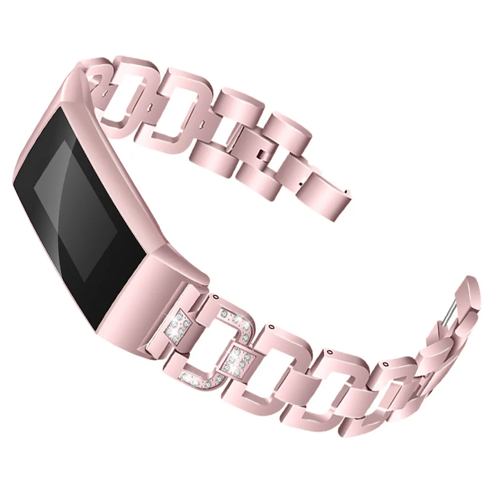 

Stainless Steel Diamond Bracelet Watch Replacement Band Strap For Fitbit Charge 3