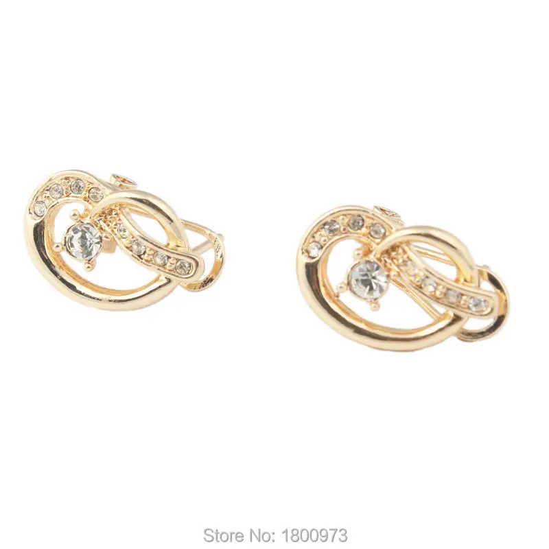 Rose Gold Color Stud Earrings Double Zircon Earring Gift Jewelry For