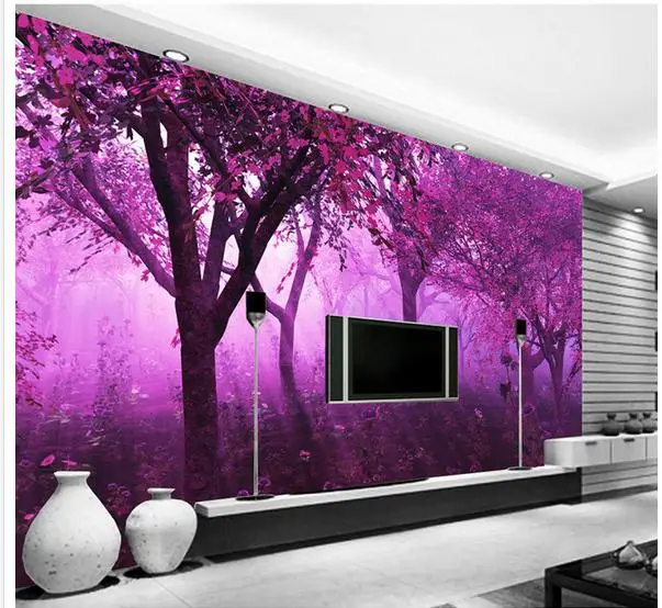 New Large Wallpaper Custom Purple Fantasy Forest Mural New Large Wallpaper Custom Purple Fantasy Forest Mural Wall Paper Papel De Parede Stickers