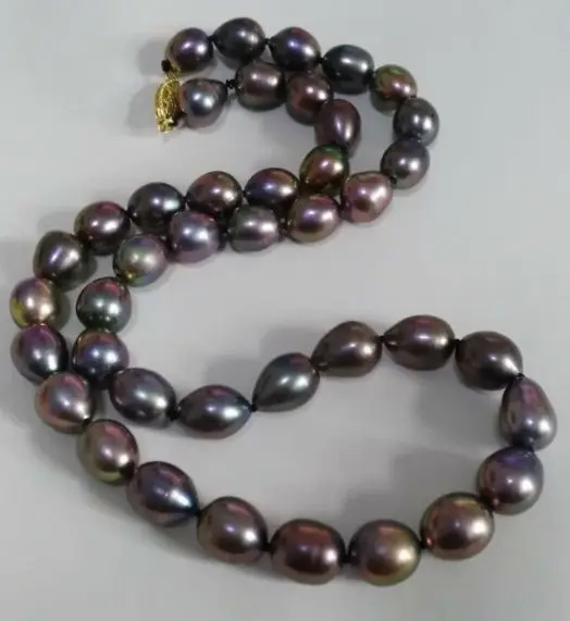 

natural tahitian black red Pearl Necklace 18inch14K (9.13)