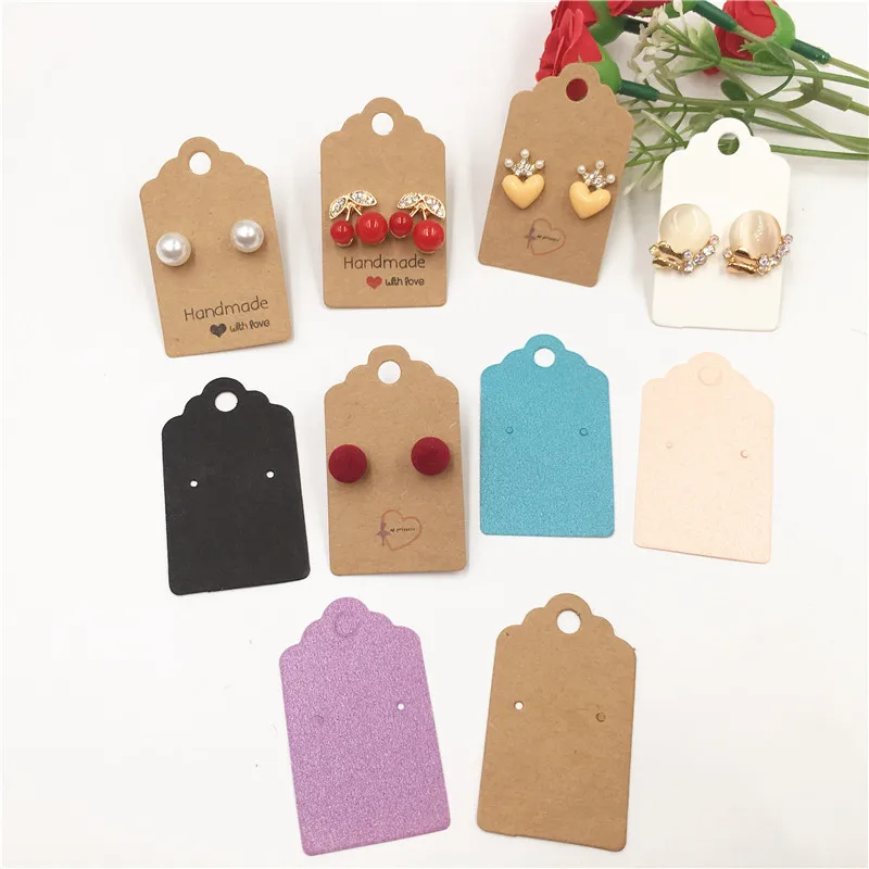 

Colorful 5x3cm Mini cute Kraft Paper Earrings card for Stud Long Drop Earrings Jewelry Accessories Display cardboard 50Pcs/Lot