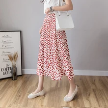 Цветочный шифоновая юбка Французский Ретро плиссированные юбки сезон весна-лето новая высокая талия тонкая повседневная юбка длинный отрезок девушки короткие