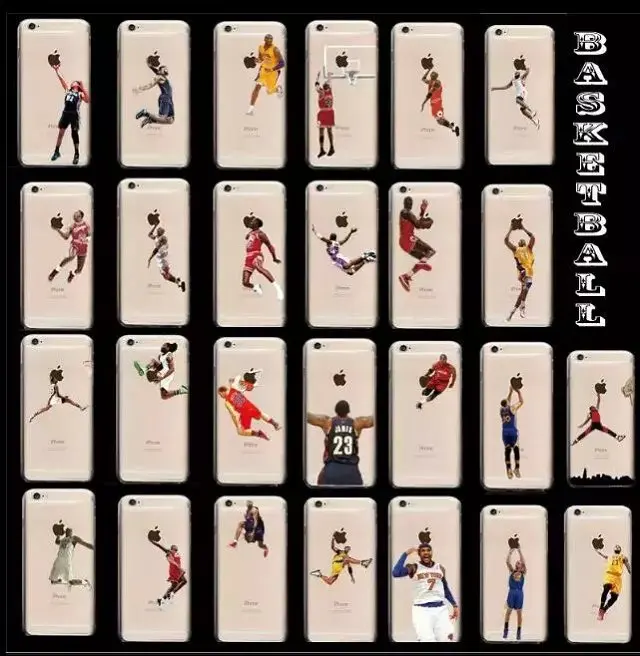 

Pattern Basketball Stars Phone Case Transparent Soft silicone Cover For Apple iphone 7 Plus 6S 6Plus 5 5S SE X