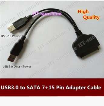 

High Quality Usb 3.0 to Sata 7+15 pin Adapter Cable with Power for 2.5"/1.8" SSD HHD Hard Drive Disk