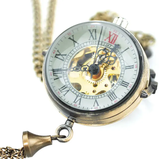 Mechanical Pocket Watch Vintage Steampunk Transparent Glass Ball Shape Hand Wind Mechanical Pocket Watch Vintage Steampunk Transparent Glass Ball Shape Hand Wind