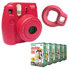 Fujifilm Instax Mini 8 мгновенная камера-Raspberry+ Fuji White Edge 100 пленка+ объектив крупным планом-Raspberry