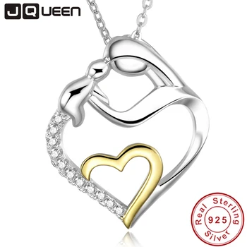 

Mom Mother's Gift Fine 925 Sterling Silver Heart Love Mom Holds Child Pendant Necklace i love you always mom with Silver Chain