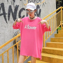 Лето, большие размеры, женская Свободная Повседневная Длинная Футболка с принтом букв для полных сестер, тонкая женская футболка, куртка