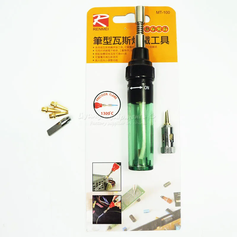 

Cordless Pen Shape Butane Gas Soldering Iron Solder Iron Tool with 4 free tips
